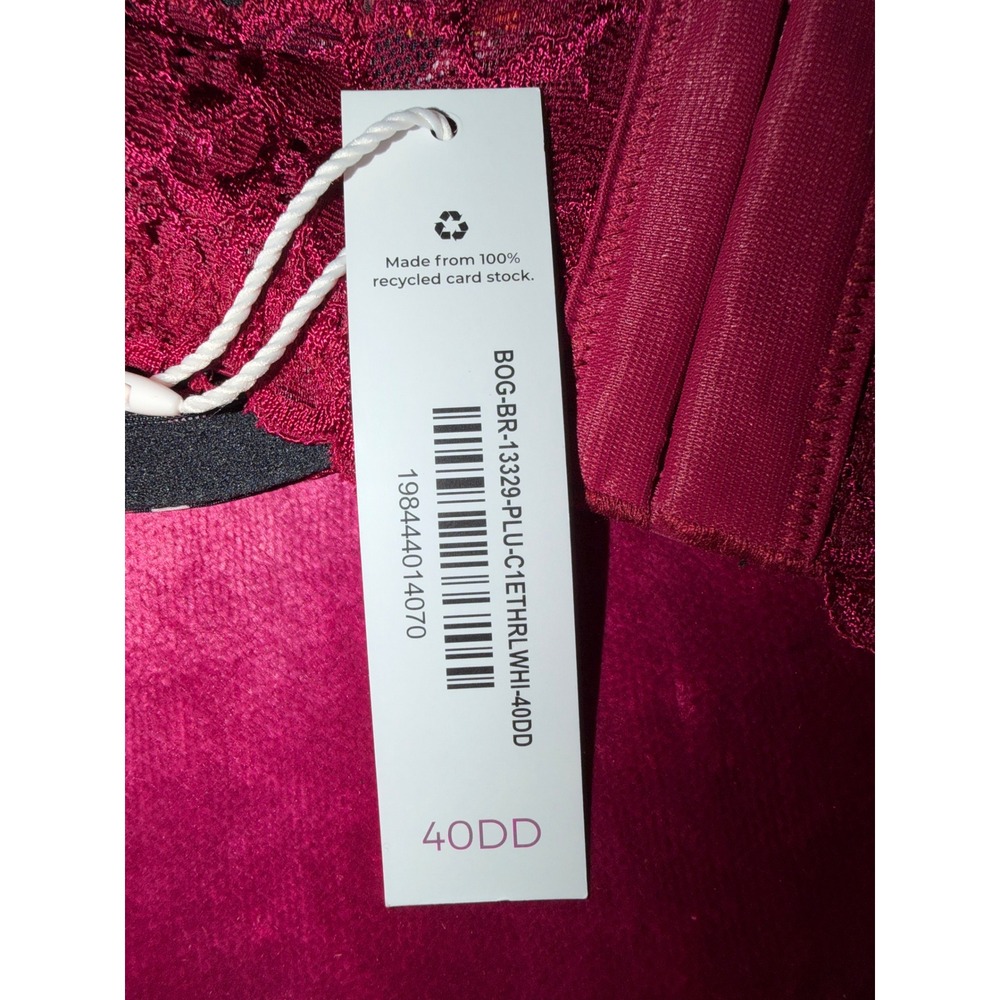 Adore Me Floral Lace Underwire Bra Burgundy Black Pink 40DD BOG-BR-13329-PLU - Picture 4 of 5